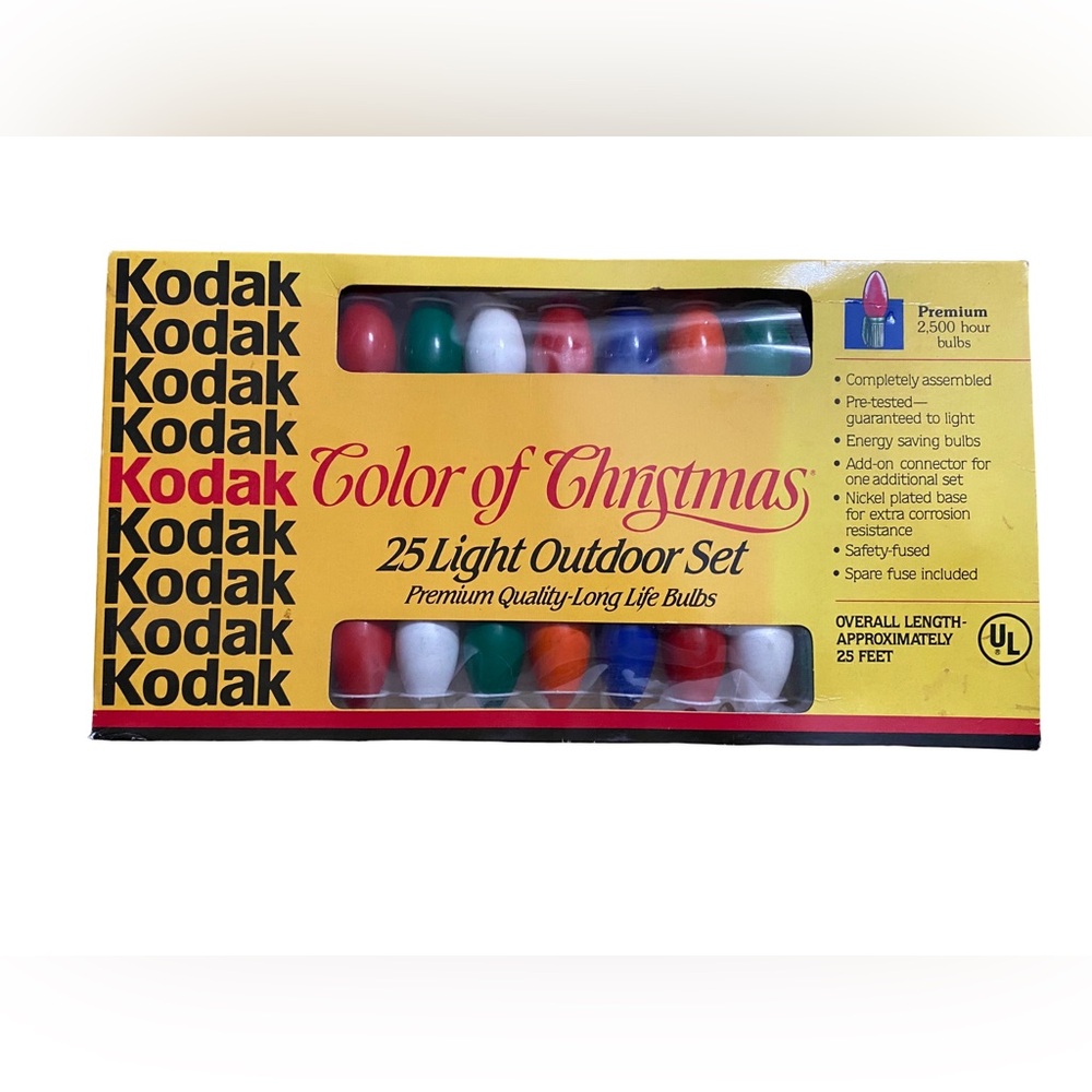 Vintage 1991 Kodak Color of Christmas 25 Light Set Outdoor C9 Multi Color‎ NEW